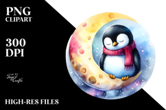 Vibrant Penguin on Moon Sticker Clipart Product Image 2