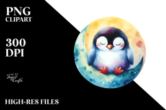 Vibrant Penguin on Moon Sticker Clipart Product Image 2
