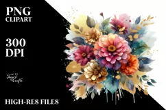 Vibrant Abstract Bouquet Gold Foil | Clipart Product Image 3