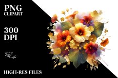 Watercolor Abstract Vibrant Bouquet Gold Foil with Heather Product Image 1