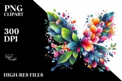 Vibrant Flower Butterfly PNG Product Image 3