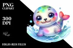 Colorful Baby Ringed Seal Swimming | Clipart Product Image 3