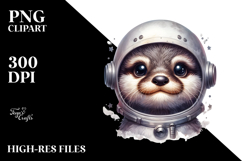 Cute Baby Otter with Astronaut Helmet PNG Product Image 2
