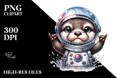 Cute Baby Otter with Astronaut Helmet PNG Product Image 2