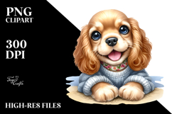 Happy Cute Cocker Spaniel Dog, Watercolor Design Product Image 2