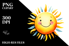 Watercolor Simple Smiling Sun PNG Product Image 2