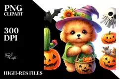 Cute Baby Dog in Halloween Scene Product Image 1