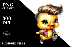 Watercolor Jumping Baby Duck PNG Product Image 2