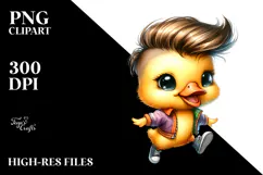 Watercolor Jumping Baby Duck PNG Product Image 2
