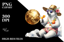 Beach Bear with Cocktail PNG Product Image 2