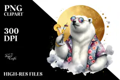 Funky Polar Bear in Beachwear PNG Product Image 2