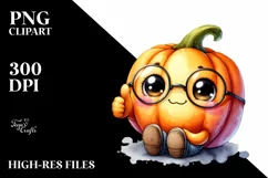 Cute Pumpkin Thumbs Up Watercolor Clipart Product Image 1