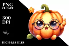 Cute Pumpkin Thumbs Up Watercolor Clipart Product Image 1