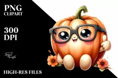 Cute Pumpkin Thumbs Up Watercolor Clipart Product Image 3