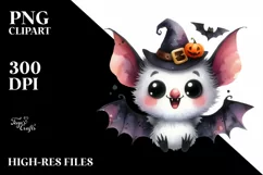 Funny Watercolor Halloween Bat | Clipart Product Image 1