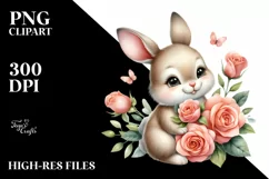 Easter Bunny Egg Flower, Clipart |T-shirt, Mug PNG Product Image 1