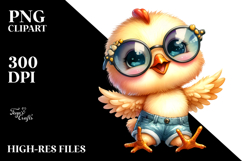 Expressive Baby Chicken with Sunglasses | Clipart Product Image 2