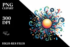 Colorful Sun, Cloud, Moon Watercolor Cute Clipart Product Image 1