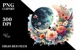 Colorful Half Moon with Flowers PNG Product Image 1