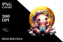 Octopus Wearing Beachwear, Transparent PNG Product Image 2
