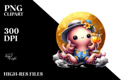 Cute Octopus with Beachwear PNG Product Image 2