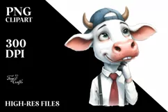 Funny White Cow with Goofy Smile | Clipart Product Image 1