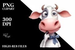Funny White Cow with Goofy Smile | Clipart Product Image 3