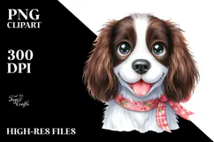 Happy Cute English Springer Spaniel Dog, Watercolor Art Product Image 2