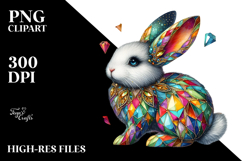 Colorful Bunny Made of Diamonds, PNG Product Image 2