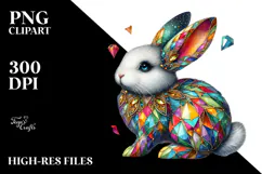 Colorful Bunny Made of Diamonds, PNG Product Image 2