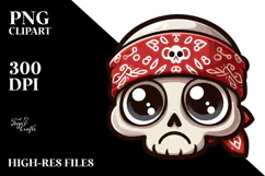 Cartoony Skull with Bandana PNG Product Image 2