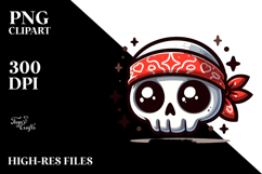 Cartoony Skull with Bandana PNG Product Image 2