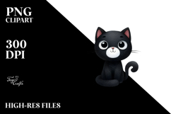 Funny Black Cat, Watercolor PNG Product Image 2