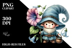 Cute Baby Gnome with Morning Glory PNG Product Image 2