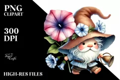 Cute Baby Gnome with Morning Glory PNG Product Image 2