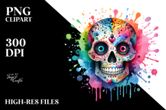 Grungy Floral Skull PNG Product Image 2