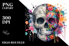 Colorful Cute Skull with Splashes, Transparent PNG Product Image 2