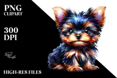Watercolor Expressive Yorkshire Terrier PNG Product Image 2