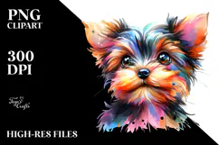 Expressive Baby Yorkshire Terrier, Watercolor PNG Product Image 2