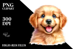 Happy Golden Retriever Baby PNG Product Image 2