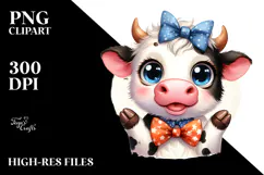 Happy Cow with Bow and Tie, PNG Product Image 2