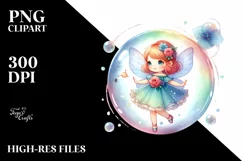 Colorful Cute Fairy Twirling in a Bubble Product Image 1