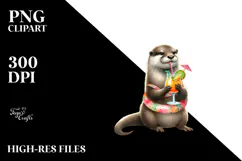 Cute Otter with Beachwear PNG Product Image 2