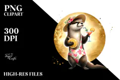Cute Otter with Beachwear PNG Product Image 2