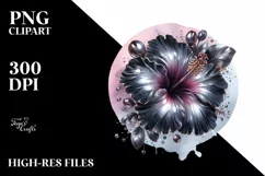 Glossy Hibiscus Made of Shiny Material | Sublimation Clipart Product Image 3