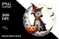 Retro Baby Zebra on Moon, High-Quality PNG Product Image 3