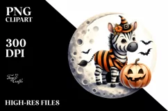 Retro Baby Zebra on Moon, High-Quality PNG Product Image 1
