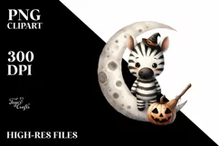 Retro Baby Zebra on Moon, High-Quality PNG Product Image 3