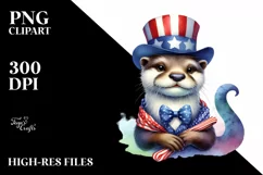Colorful Otter with USA Hat | Clipart Product Image 1