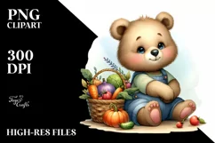 Colorful Baby Bear with Vegetables | Clipart Product Image 1
